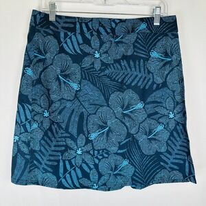 Rip Skirt Hawaii Blue Floral Tropical Print Womens M Coastal‎ Resort Vacation